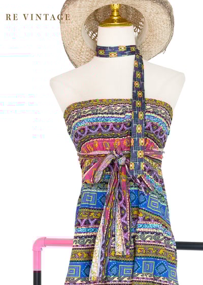 夏日樂園層層圖騰平口洋裝3