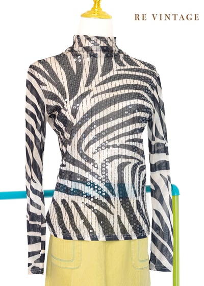 閃亮斑馬網紗上衣7