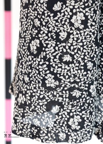 小碎花黑白色氣質長洋裝13