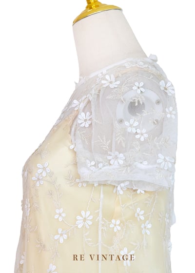 法式金光花語刺繡透膚洋裝9