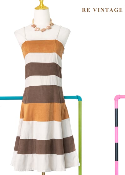 咖啡焦糖糖果拼圖細肩帶洋裝1