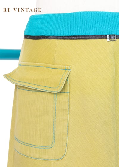 漂亮的芥末黃對比拼接中長裙（26"）4