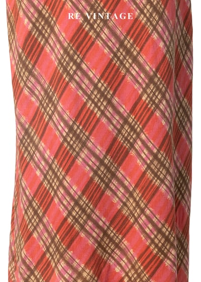 珊瑚紅菱格紋可愛長裙（28"）4