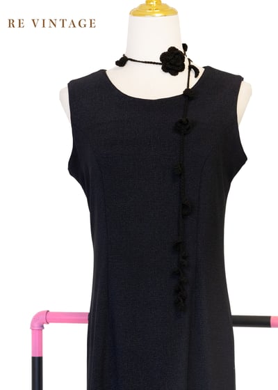 氣質單品 - 灰黑色銀白花枝長洋裝3