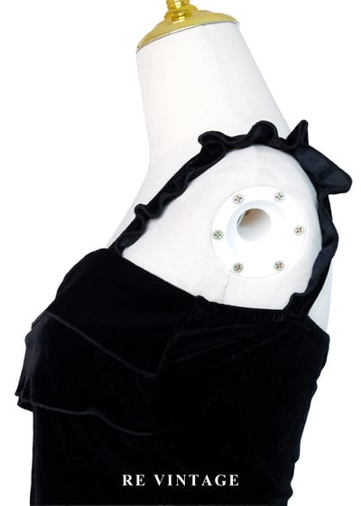 優雅荷葉邊黑天鵝絨布小背心5