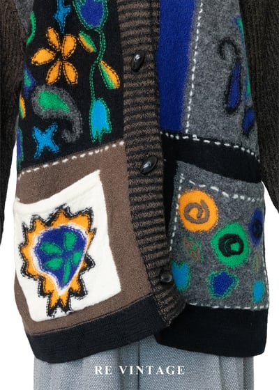 拼貼夢境撞色刺繡針織毛線外套4