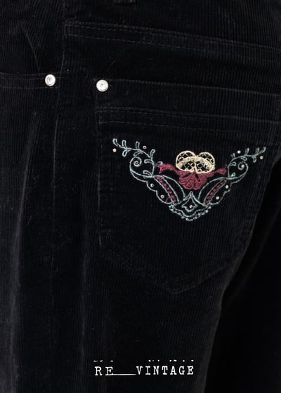 美少女愛心燈芯絨黑色長褲7