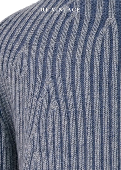 洗舊藍放射立體線條織紋套頭毛衣10