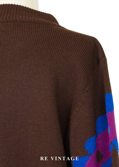 摩登普普抽象圖騰牛奶棕針織毛衣13