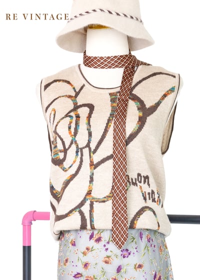 Artsy Rose 奶茶色毛料針織背心1