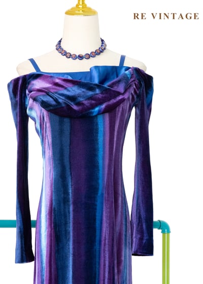 極光極限 - 迷幻漸層線條垂墜領長洋裝8