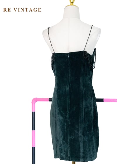 祖母綠精靈女王華麗黑珠細肩帶洋裝11