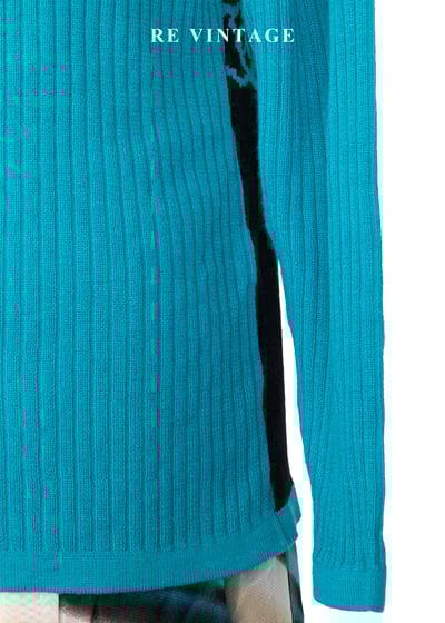 藍綠色正負圖騰反轉針織毛衣10