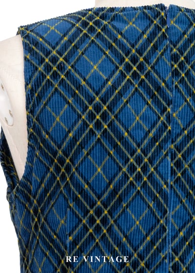 藍色菱格宇宙燈芯絨迷你洋裝11