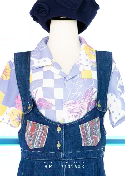 嬉皮圖騰寬版牛仔吊帶短褲3