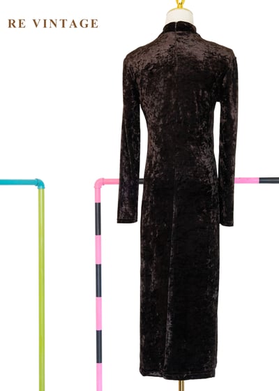 義大利製質感單品 - 深咖啡色俐落現代感絨布洋裝10