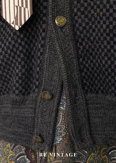 質感單品 - 黑棕色棋盤格毛料針織背心5