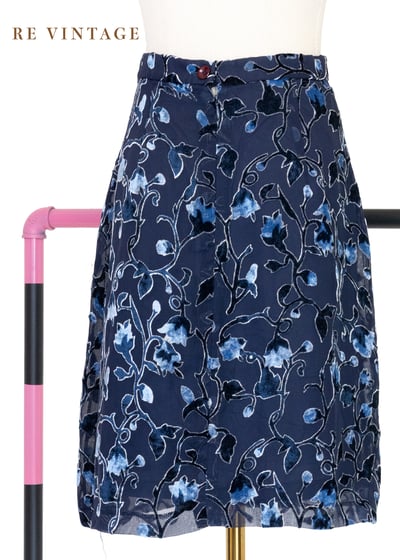 湛藍天鵝絨花蔓影短裙6