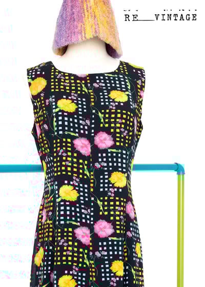 雙色康乃馨格紋長洋裝2