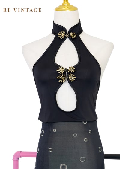 東方美人雙簍空繞頸露背上衣背心1