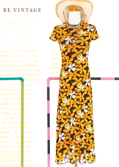Vivid Orange 百花盛開長洋裝1