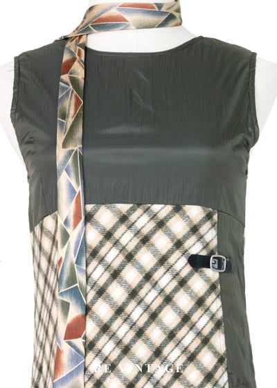 Moss Echo 格紋與尼龍拼接迷人洋裝5