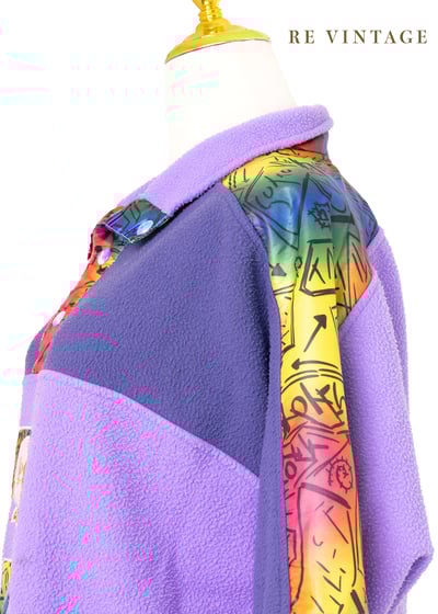 『歐洲寶物』糖果紫拼接搖粒絨帥氣半領運動衫11