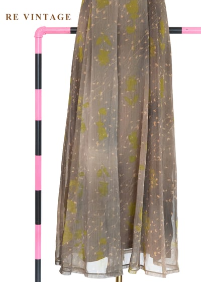 茶墨落葉不規則暈染長洋裝4