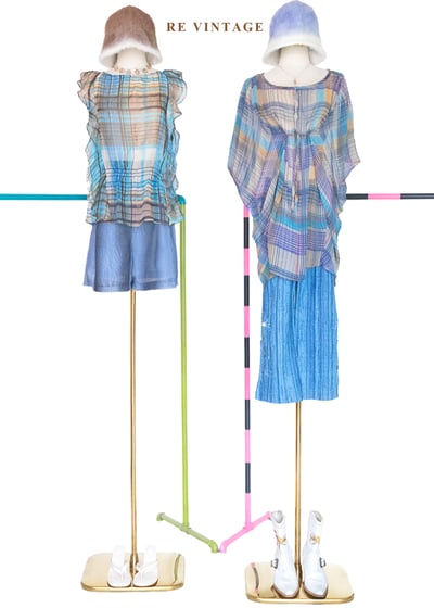 幻彩光影格子輕盈罩衫上衣2