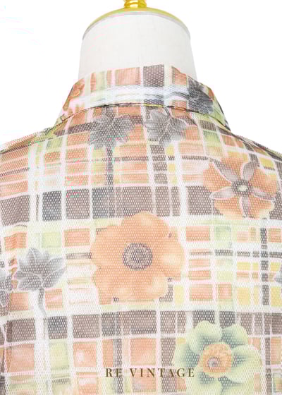 格子裡の可愛小花網紗上衣11