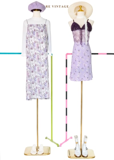 薰衣草紫小碎花俏皮短裙（24"）2