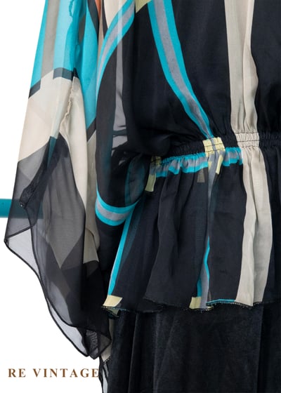 午夜霓虹撞色拼接雪紡上衣9