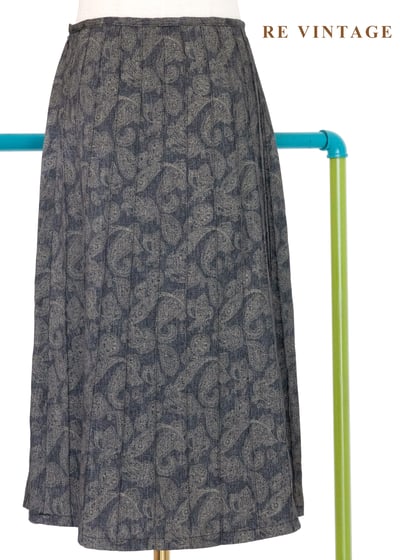 Paisley 深灰直條褶紋美裙（26"）1