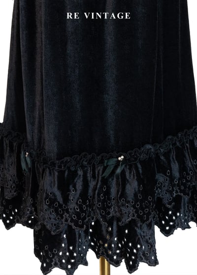 法式雕花疊層黑絨長裙（27)4