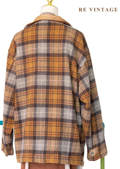 焦糖格紋毛呢拼皮革長版外套13