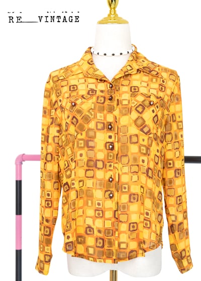 萬花筒黃橘色小方格襯衫7