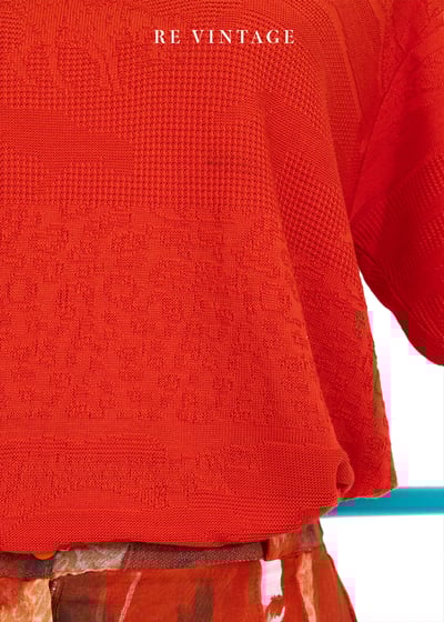 隱形動物園橘紅色針織短袖上衣12