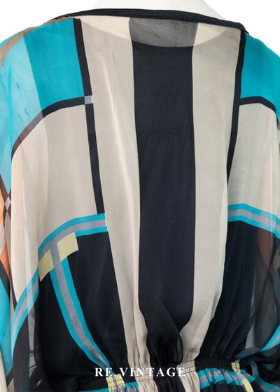 午夜霓虹撞色拼接雪紡上衣10