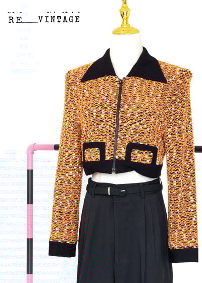 睫毛彎彎鮮橘色短版外套1