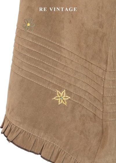 糖漬小花荷葉邊煙草色迷你洋裝10