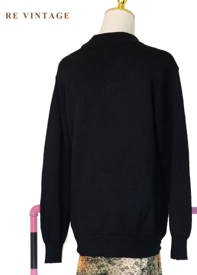 法式溫柔花束黑色針織毛衣9