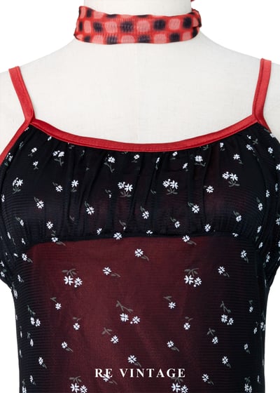 韓國製 - 紅光小花星空細肩帶洋裝6