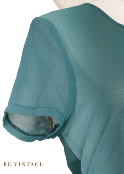 玻璃浪漸層青綠優雅長洋裝6