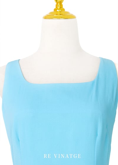 水藍色四朵小花夏日迷你洋裝6