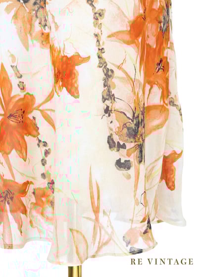 Vibrant Orange 水彩小花雪紡及膝裙（25"）7