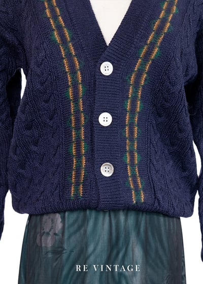 書生學院派深藍色魚骨紋針織外套4