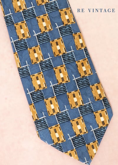 義式窗格黃藍色領帶2