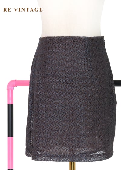 藍光煙棕色波紋倒影短裙 (25")6