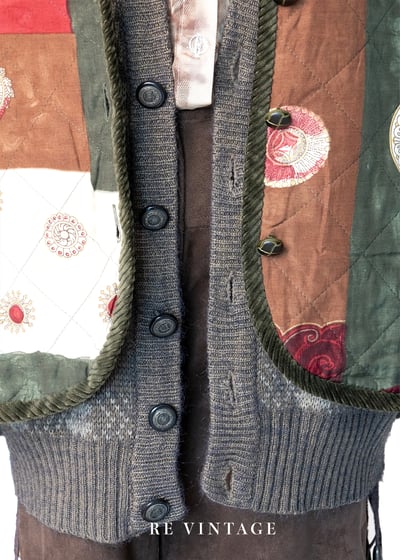 『歐洲寶物』拼接復古刷色個性背心6