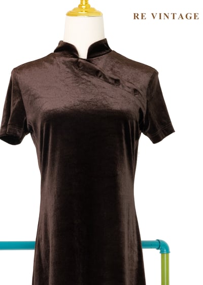 夜上海電台深巧克力色絨布洋裝3